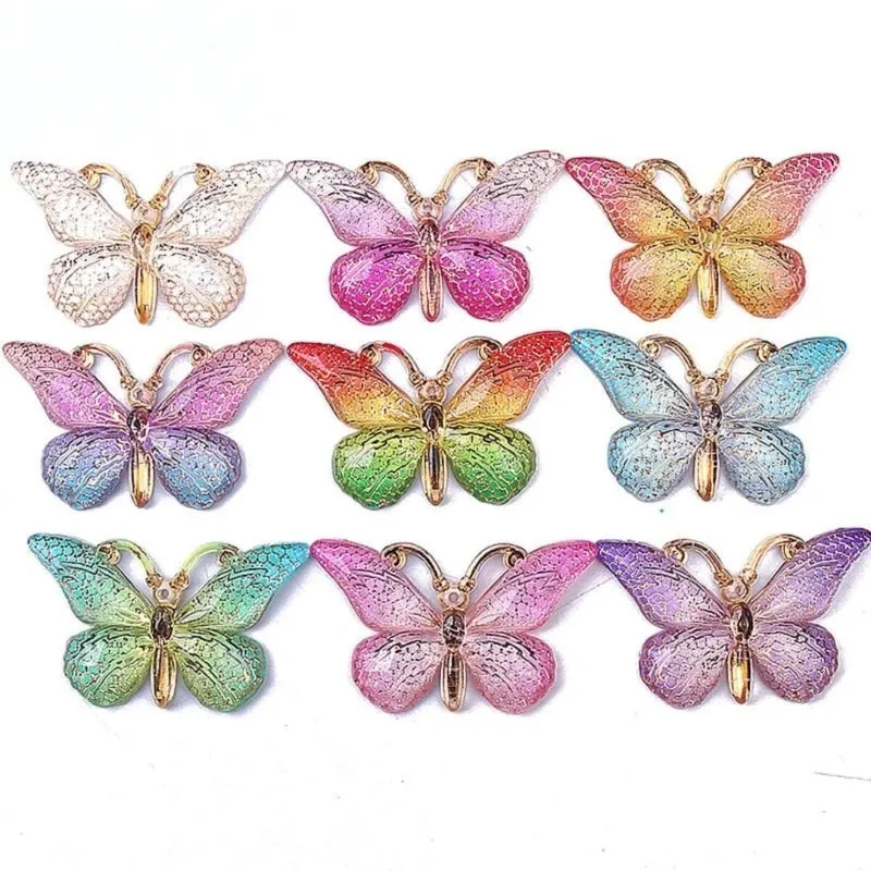 A Pack Of 6 38*23mm Hole Under 1mm Arylic Butterfly Pendant