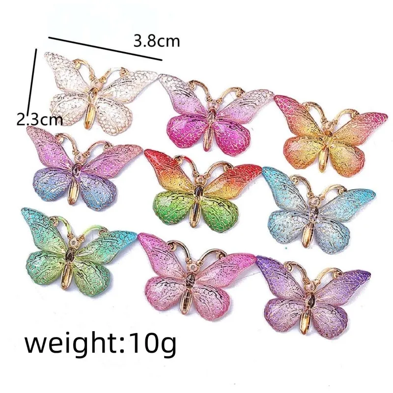 A Pack Of 6 38*23mm Hole Under 1mm Arylic Butterfly Pendant