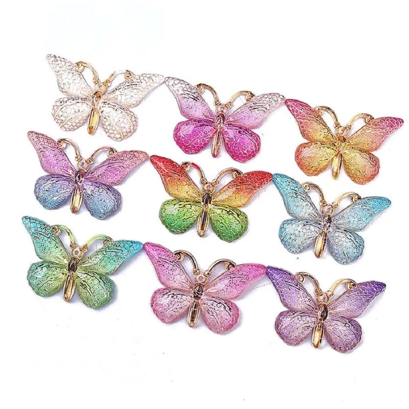 A Pack Of 6 38*23mm Hole Under 1mm Arylic Butterfly Pendant