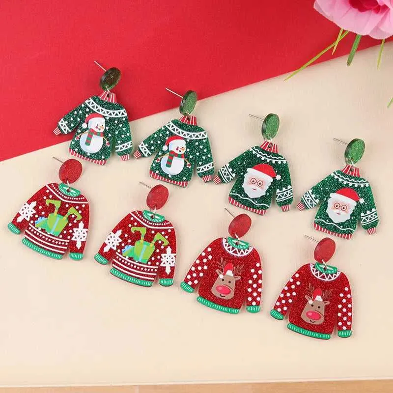 Acrylic Sweater Christmas Earrings