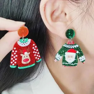 Acrylic Sweater Christmas Earrings