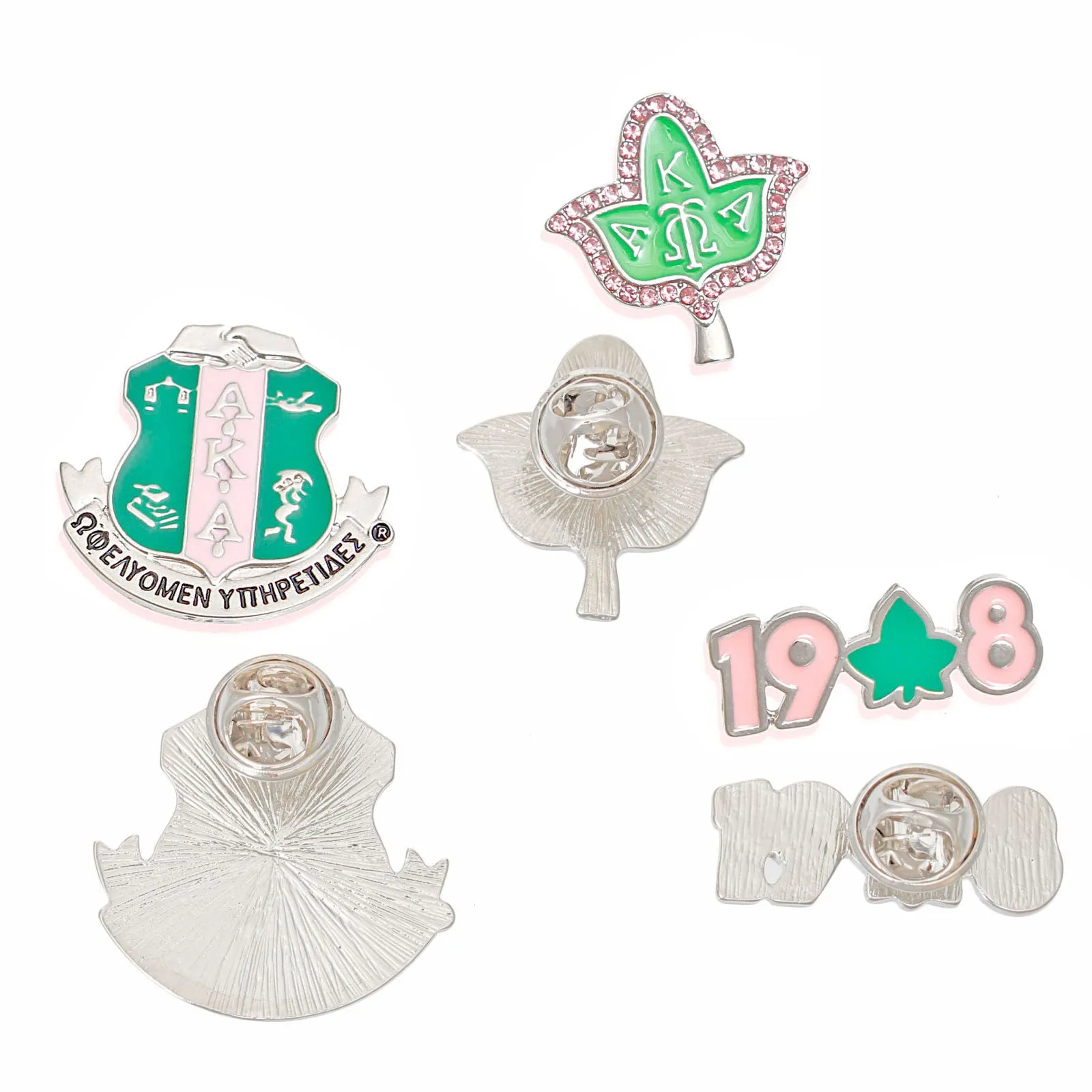 Alpha Kappa Alpha Sorority Inspired Pin Sets Pink Green AKA