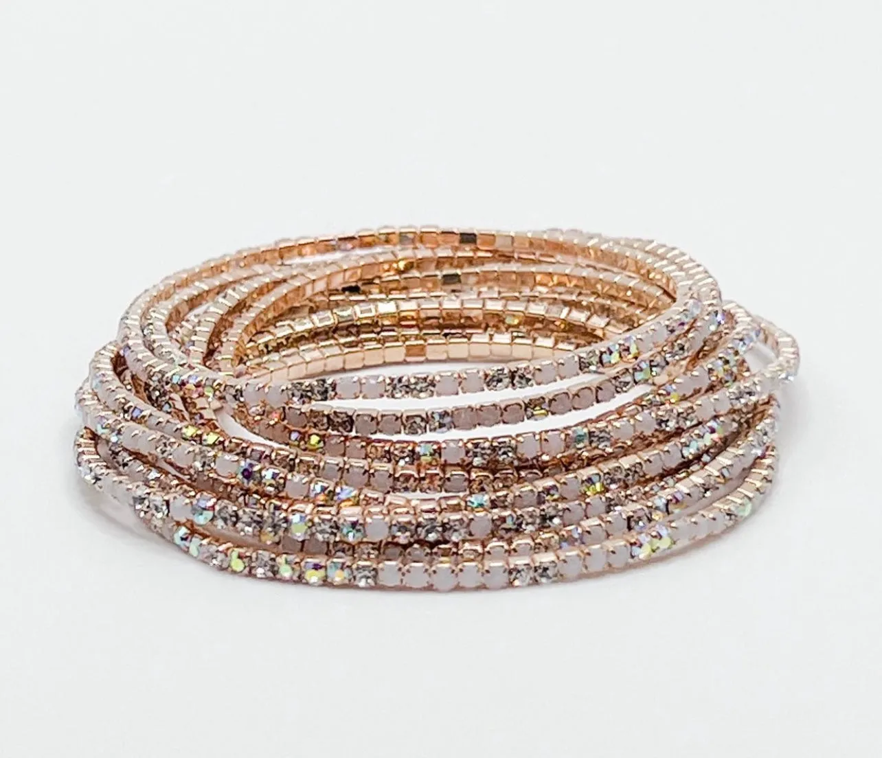 Aria - Rhinestone Bracelet Set (Iridescent Gold)