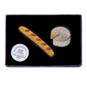 Baguette   Camembert Embroidered Pin Set