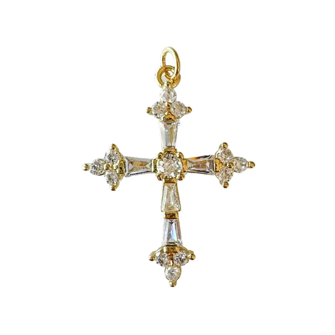 Baguette Cross Charm For Charm Necklace & Bracelet