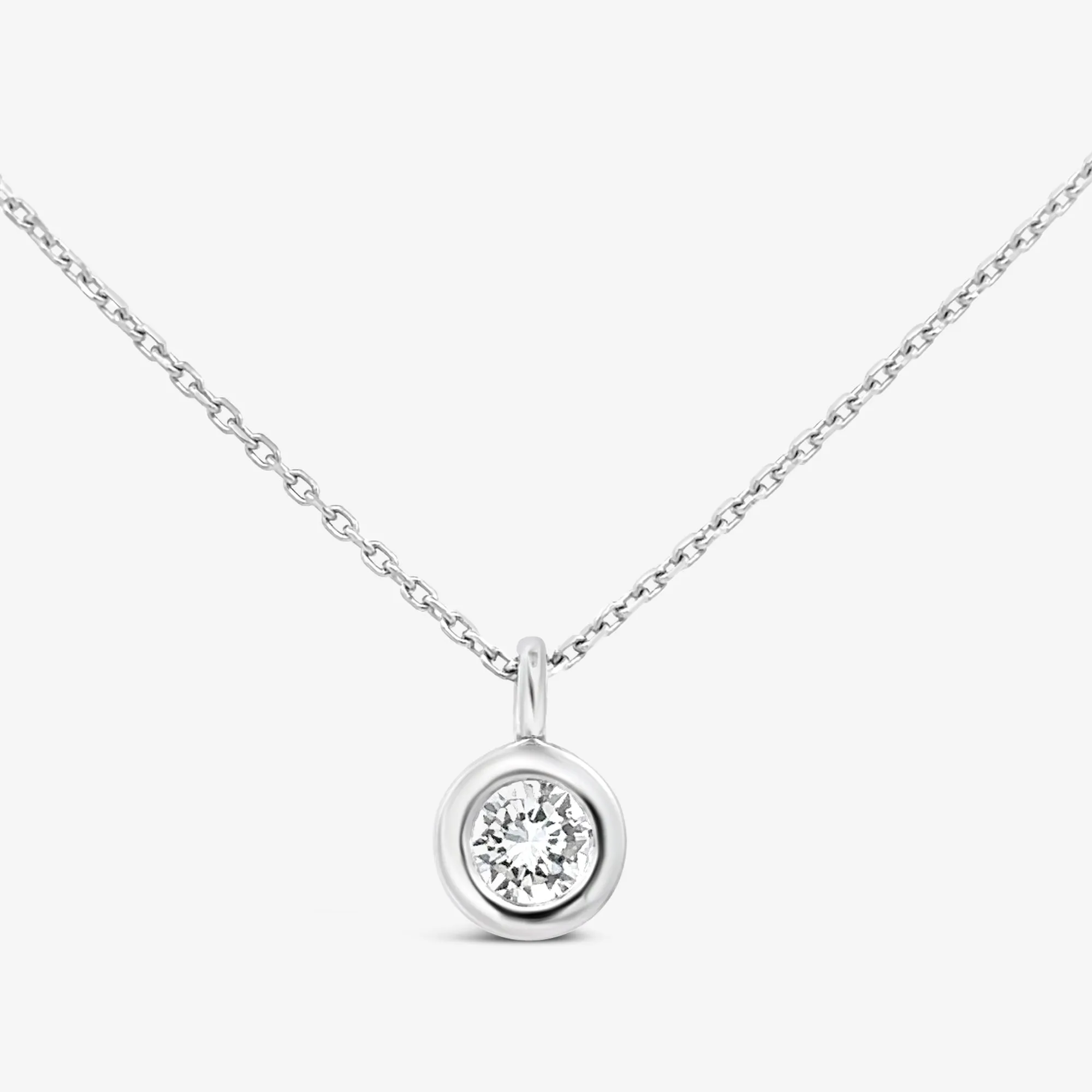 Bezel Set Round Diamond Solitaire Necklace