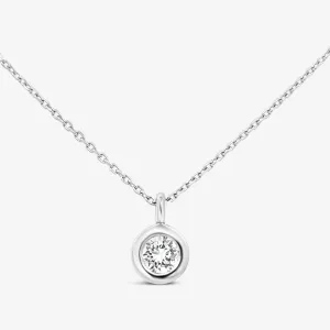 Bezel Set Round Diamond Solitaire Necklace