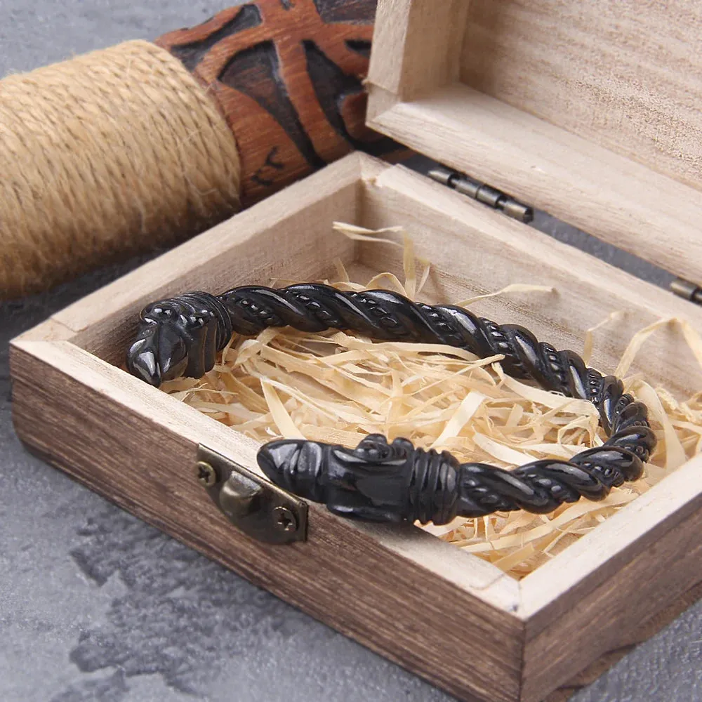 Black Color Stainless Steel Norse Raven Viking Bracelet