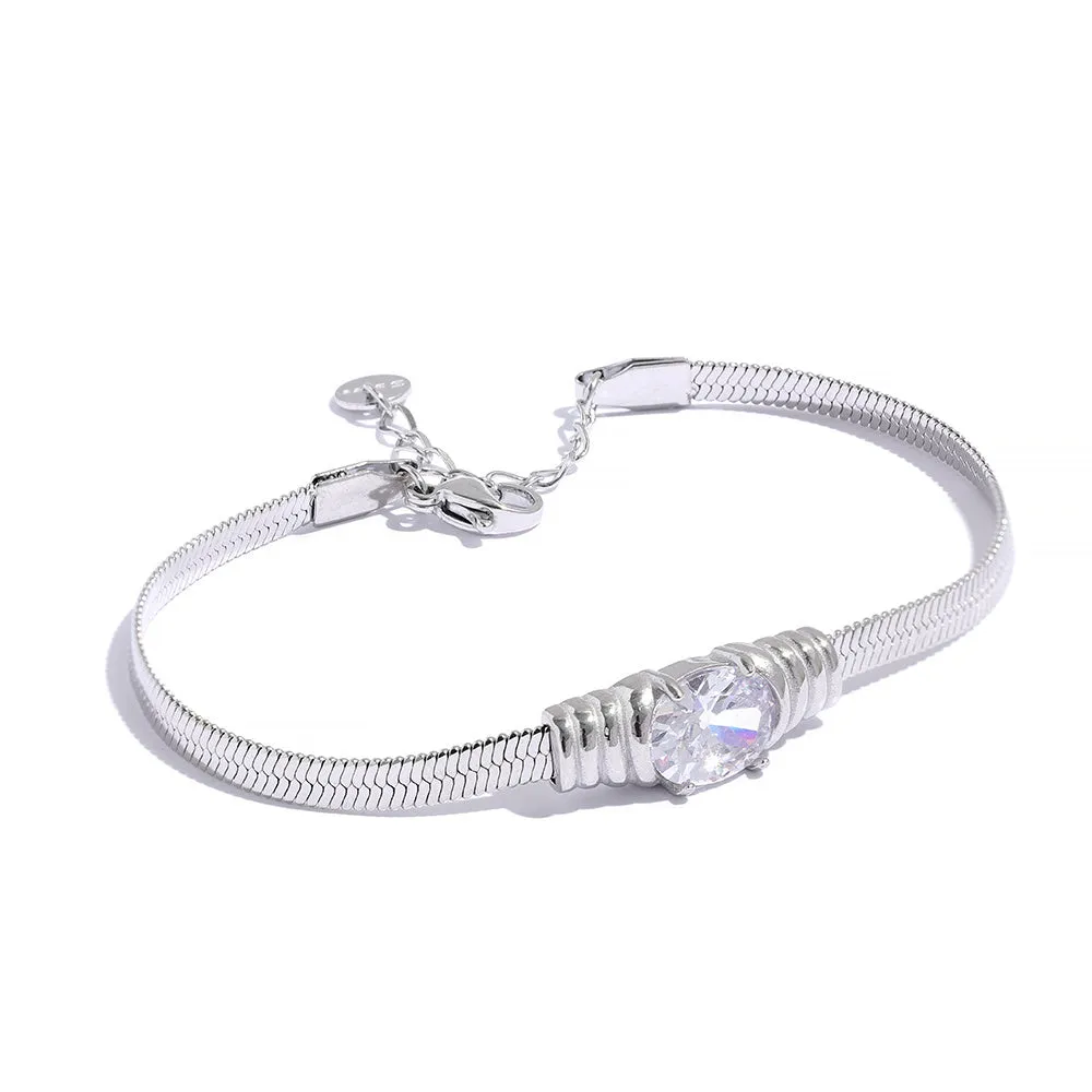 Bling Texture Cubic Zirconia Snake Chain Bracelet