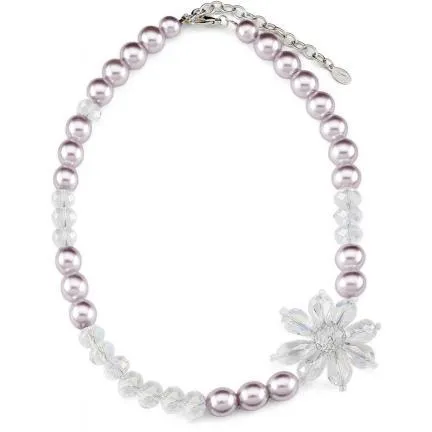 Blossom Colored Pearl and Crystal Necklace