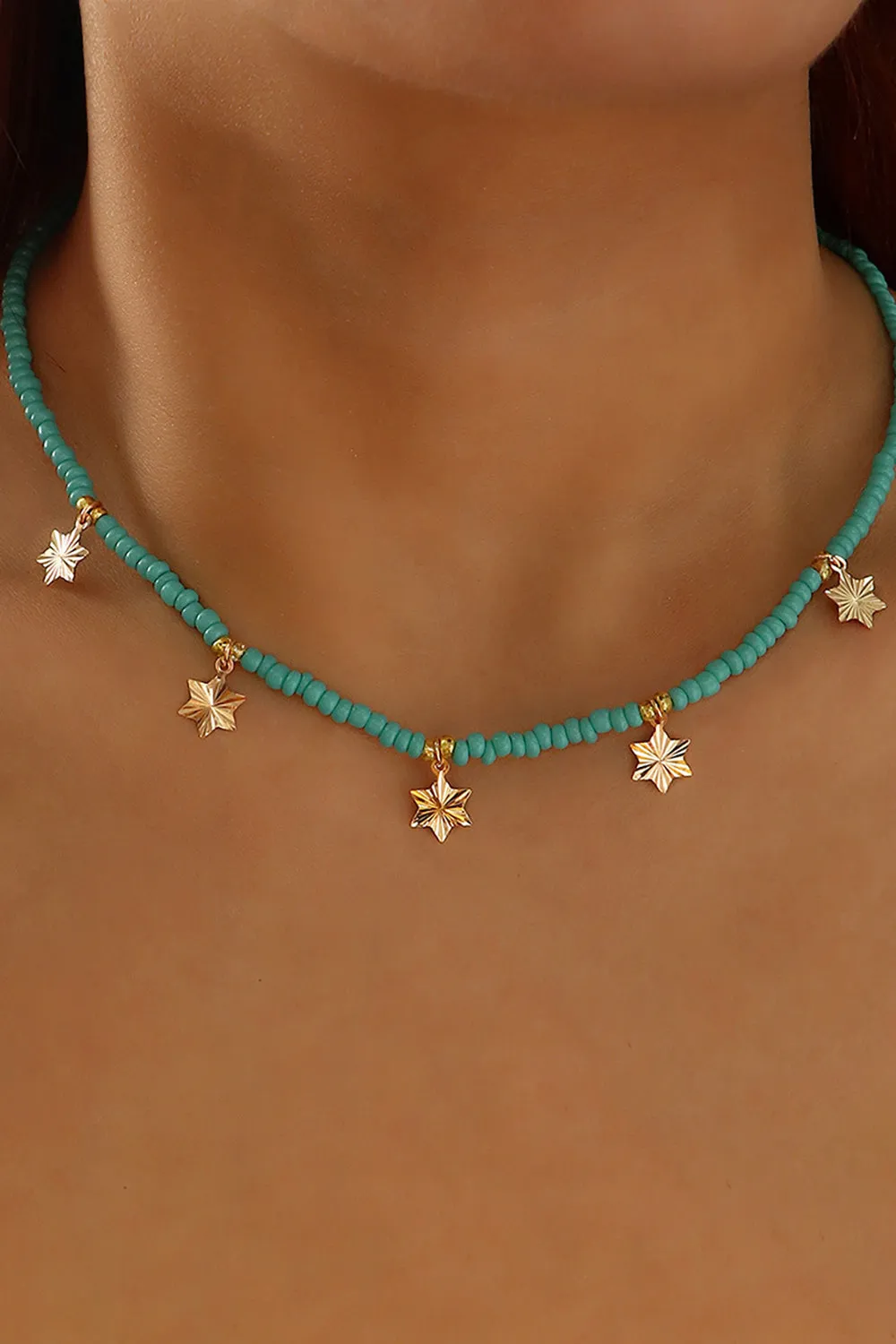 Blue Boho Style Necklace With Stars