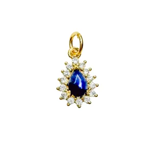 Blue CZ Drop Charm For Charm Necklace & Bracelet