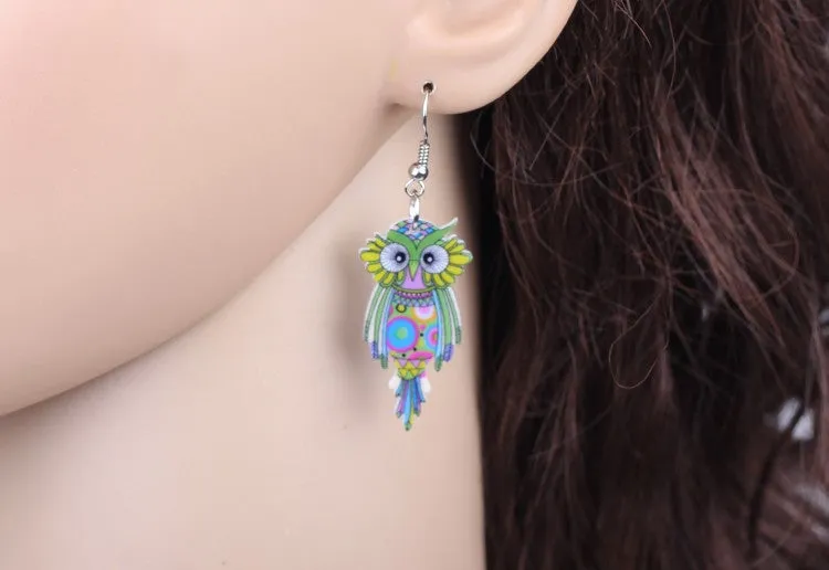 Bonsny Drop Owl Earrings Acrylic Long Big Dangle Earrings News Spring Summer Girls Women Jewelry Accessories Fashion Styles