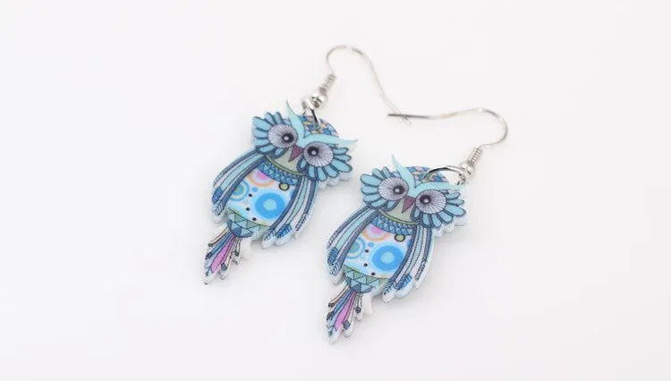 Bonsny Drop Owl Earrings Acrylic Long Big Dangle Earrings News Spring Summer Girls Women Jewelry Accessories Fashion Styles