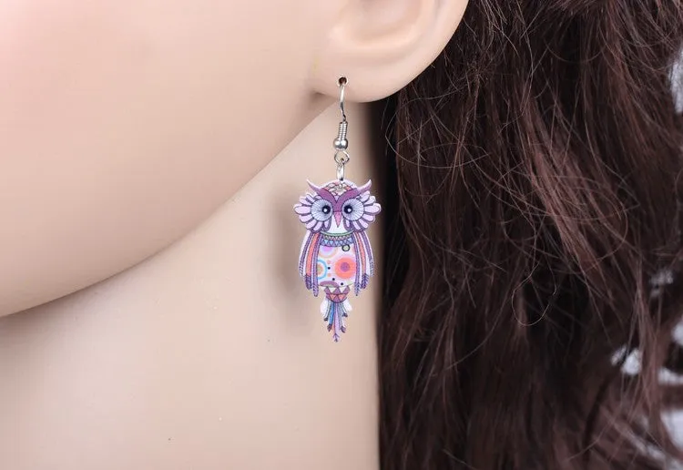 Bonsny Drop Owl Earrings Acrylic Long Big Dangle Earrings News Spring Summer Girls Women Jewelry Accessories Fashion Styles