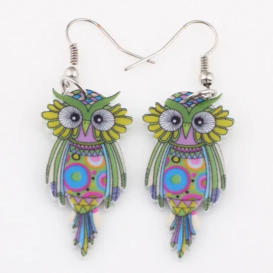 Bonsny Drop Owl Earrings Acrylic Long Big Dangle Earrings News Spring Summer Girls Women Jewelry Accessories Fashion Styles