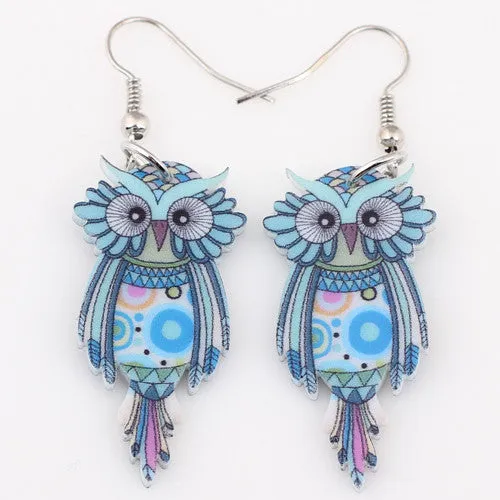 Bonsny Drop Owl Earrings Acrylic Long Big Dangle Earrings News Spring Summer Girls Women Jewelry Accessories Fashion Styles