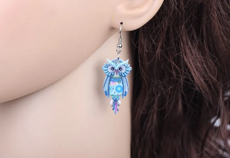 Bonsny Drop Owl Earrings Acrylic Long Big Dangle Earrings News Spring Summer Girls Women Jewelry Accessories Fashion Styles