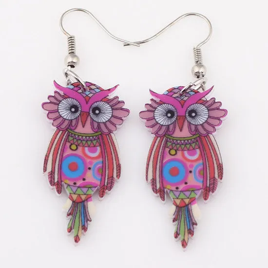 Bonsny Drop Owl Earrings Acrylic Long Big Dangle Earrings News Spring Summer Girls Women Jewelry Accessories Fashion Styles