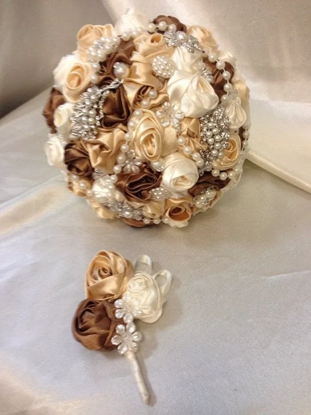 Bridesmaid bouquet ,Crystal pearl brooch bouquet, bridesmaid wedding flowers