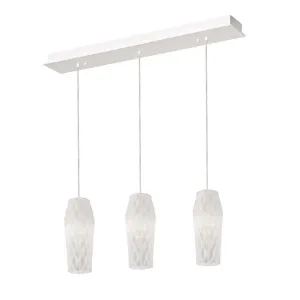 Candace 36 in. 3 Lights Pendant Light Satin Nickel Finish Opal Shade