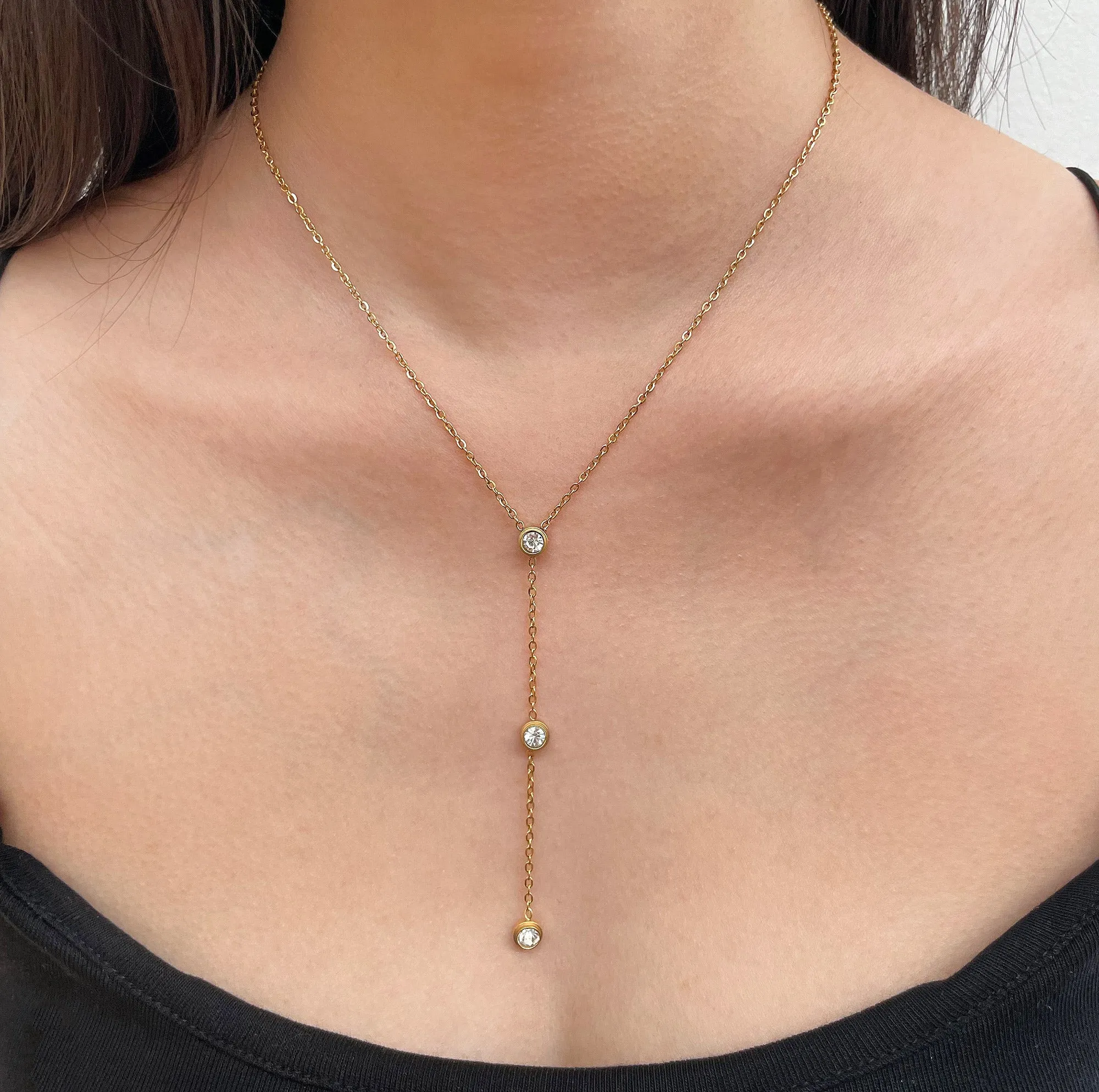 CATALINA CZ DIAMOND LARIAT CHAIN NECKLACE