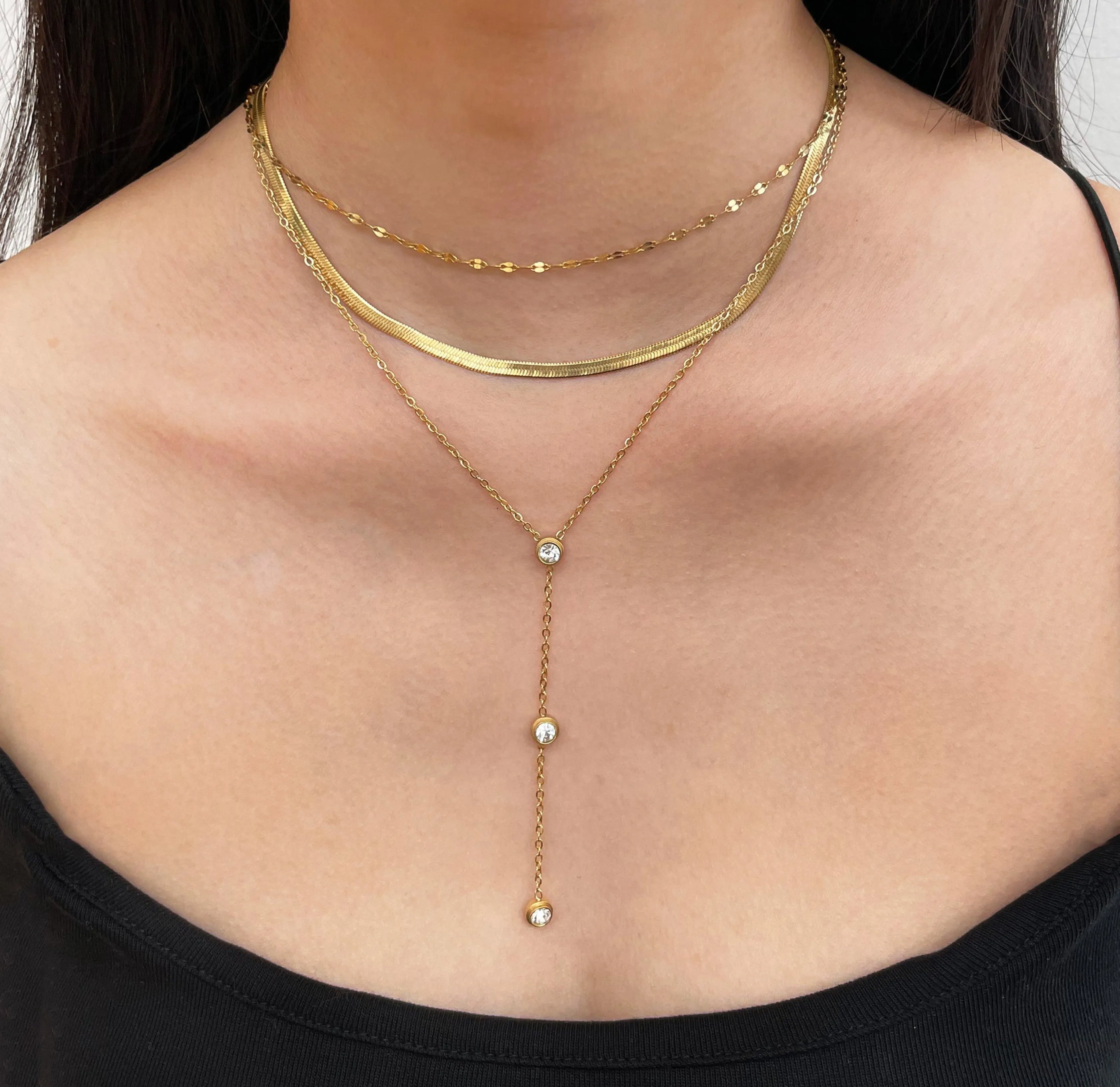 CATALINA CZ DIAMOND LARIAT CHAIN NECKLACE