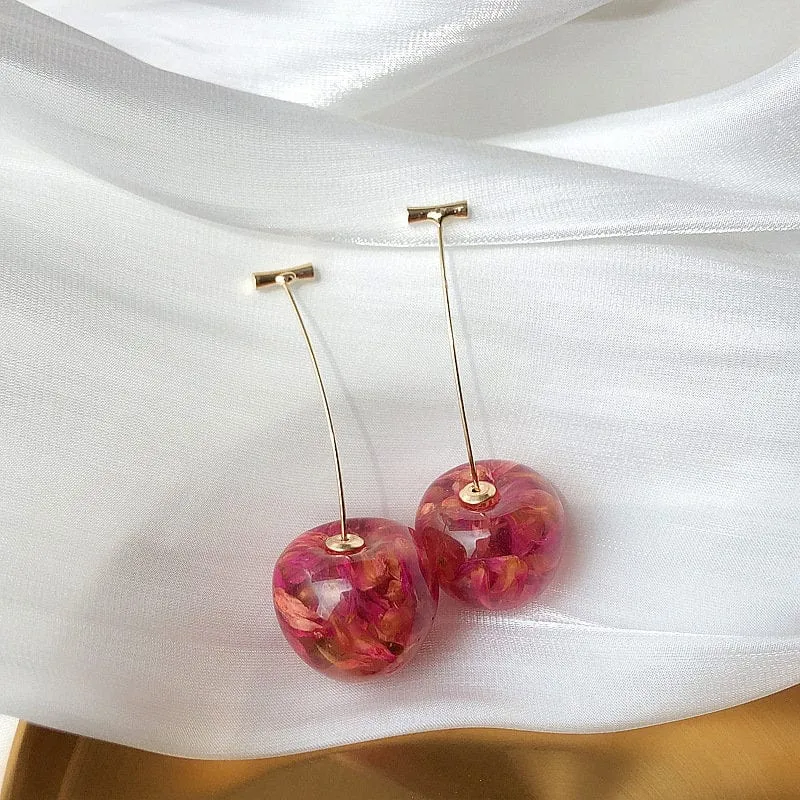 Chic Crystal Cherry Dangle Earrings