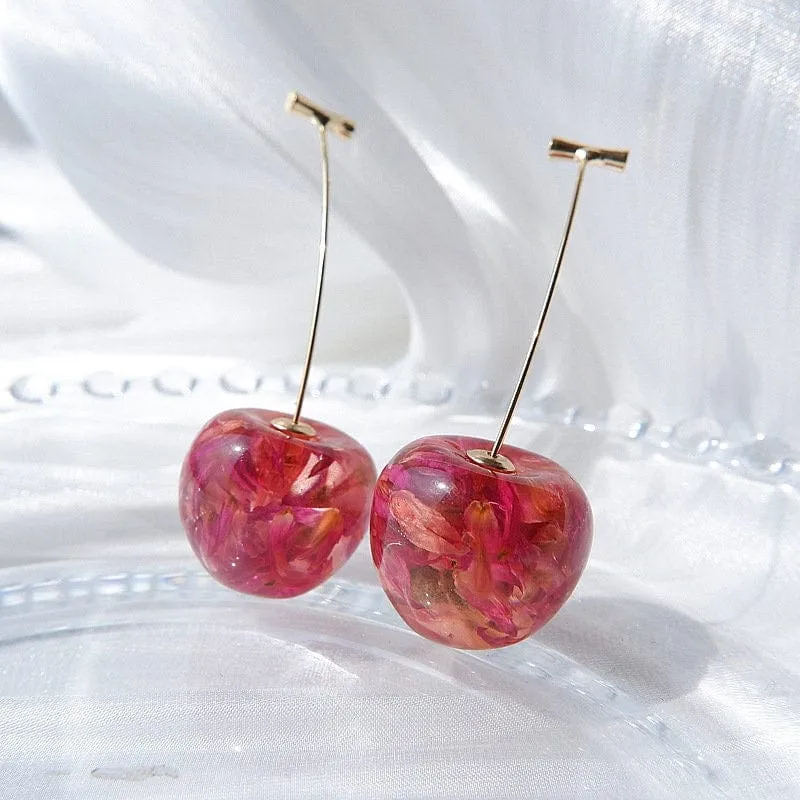 Chic Crystal Cherry Dangle Earrings