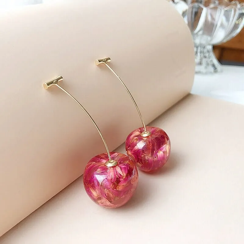 Chic Crystal Cherry Dangle Earrings