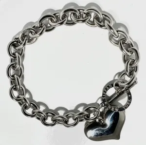 Chunky Heart Tag Toggle Bracelet Stainless Steel