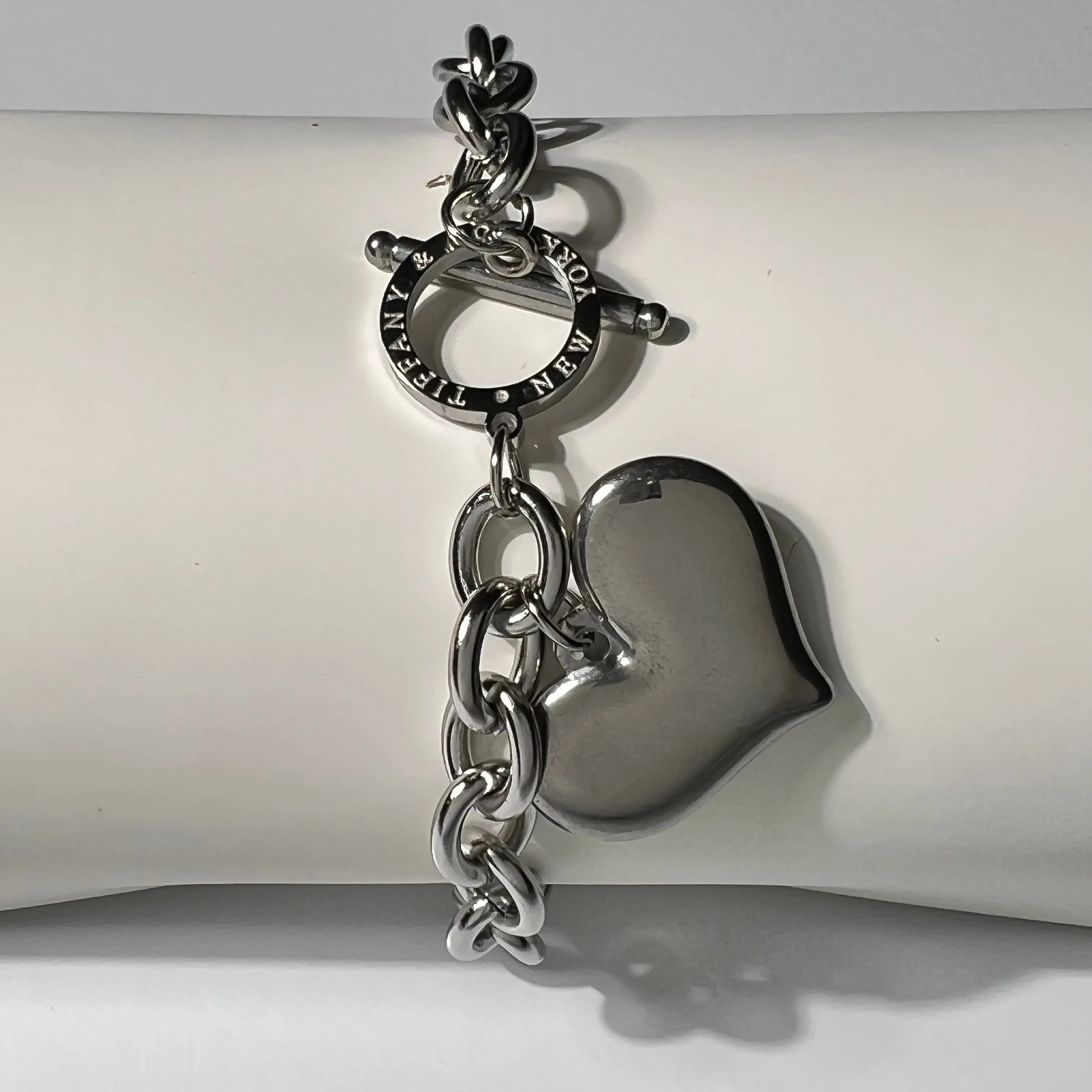 Chunky Heart Tag Toggle Bracelet Stainless Steel