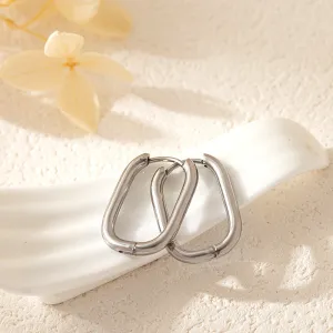 Chunky Rounded Rectanlge Silver Earring JLT12949