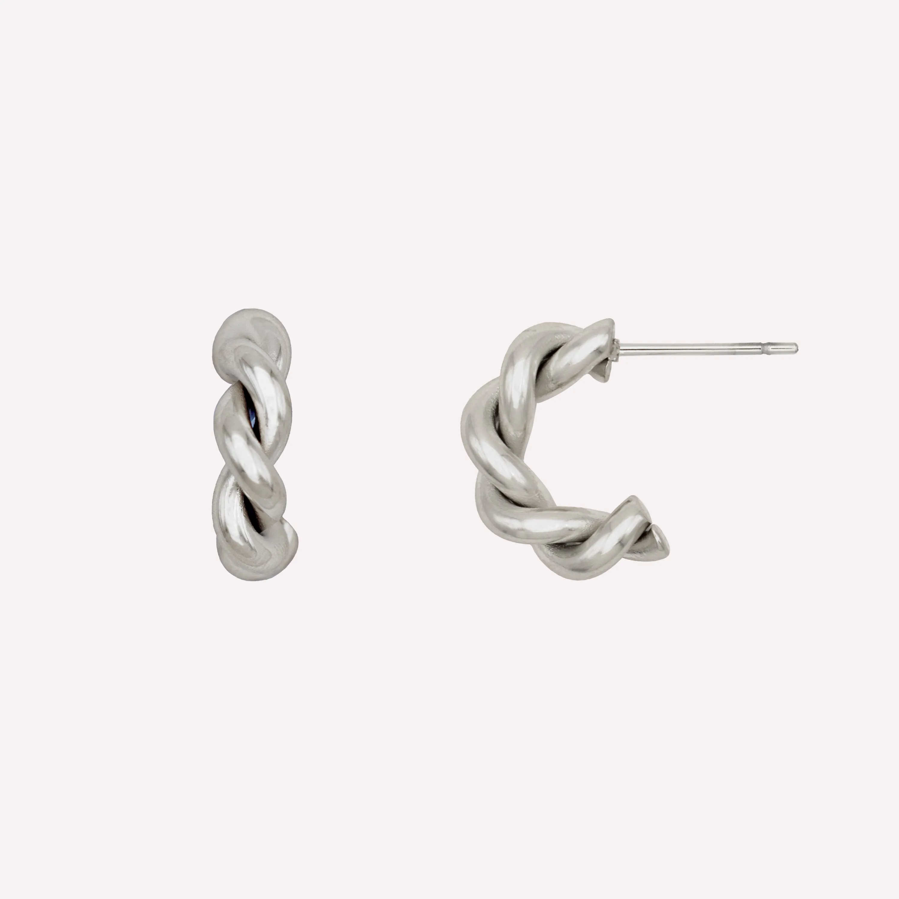 CHUNKY TWIST HUGGIE HOOP EARRINGS IN SILVER