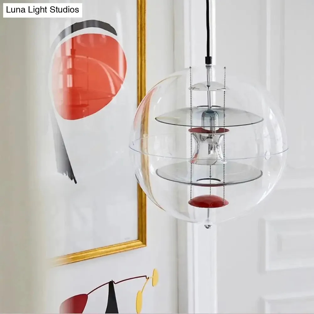 Clear Glass Pendant Light with Modern Styling and Layered Shade