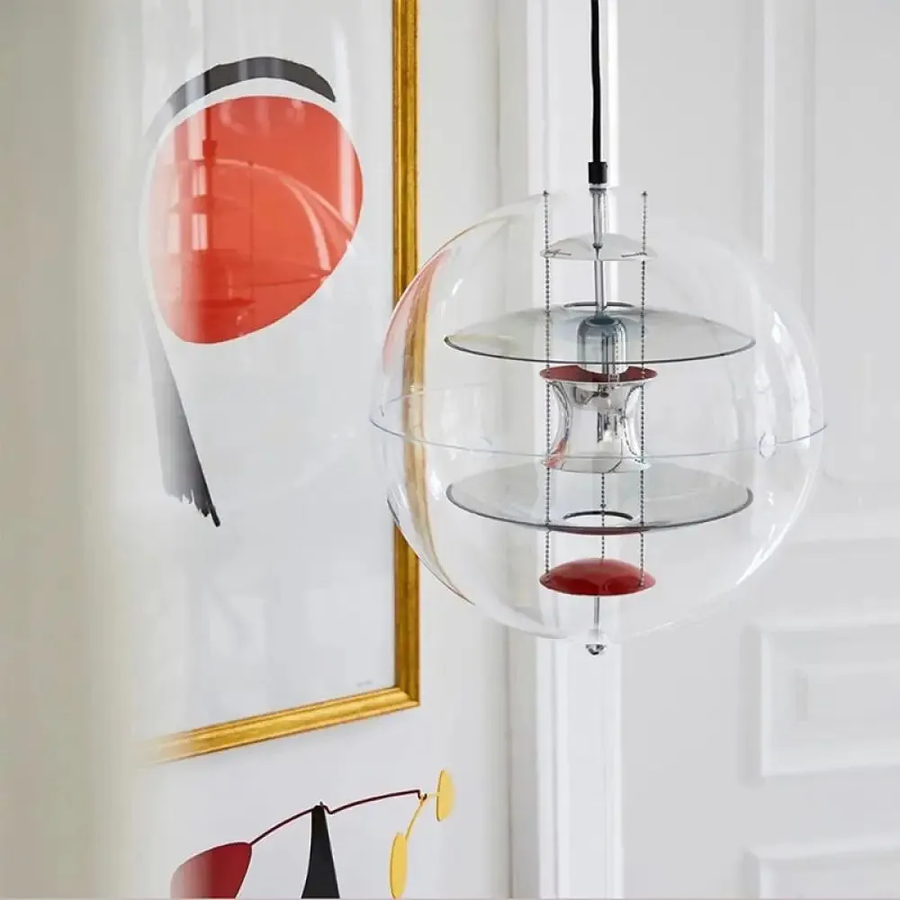 Clear Glass Pendant Light with Modern Styling and Layered Shade