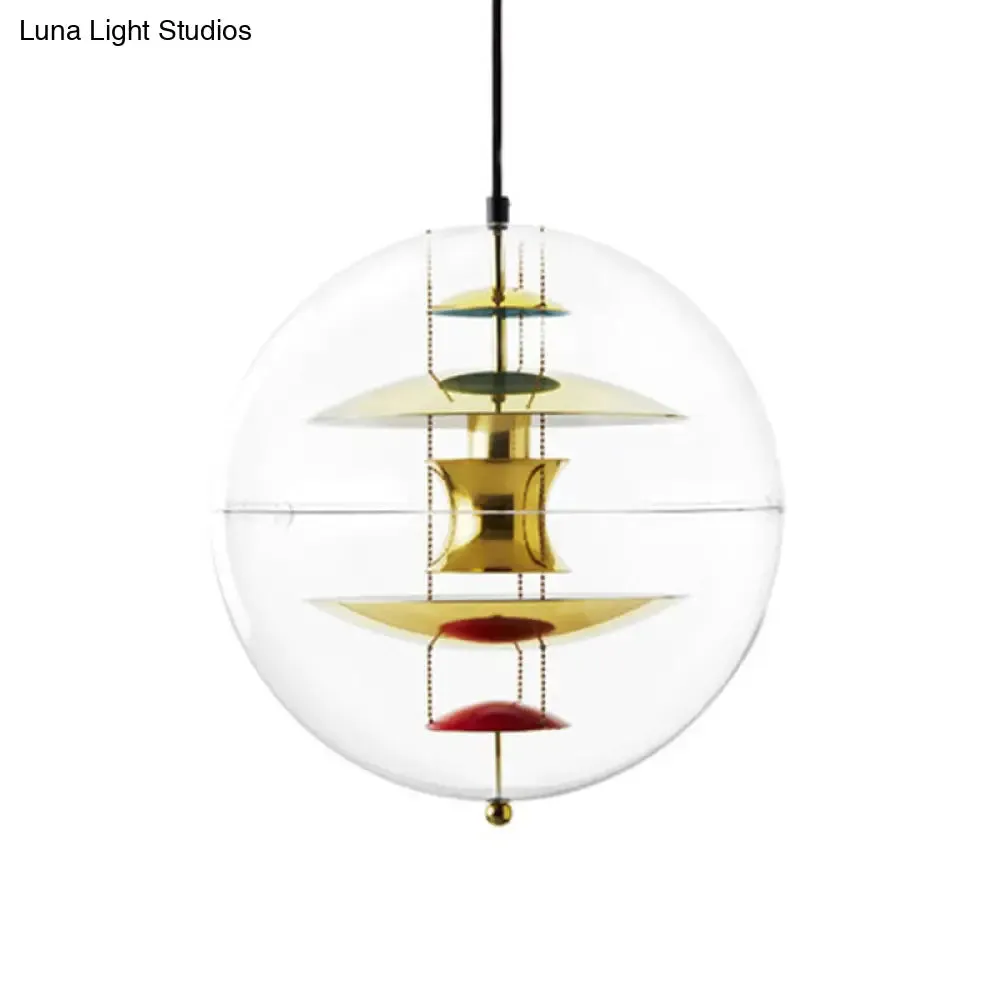 Clear Glass Pendant Light with Modern Styling and Layered Shade