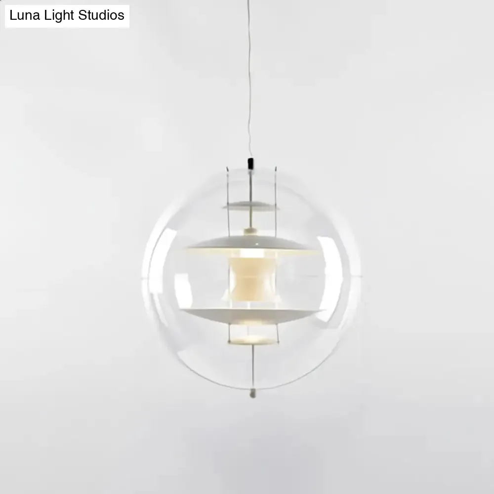 Clear Glass Pendant Light with Modern Styling and Layered Shade