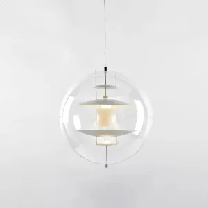 Clear Glass Pendant Light with Modern Styling and Layered Shade