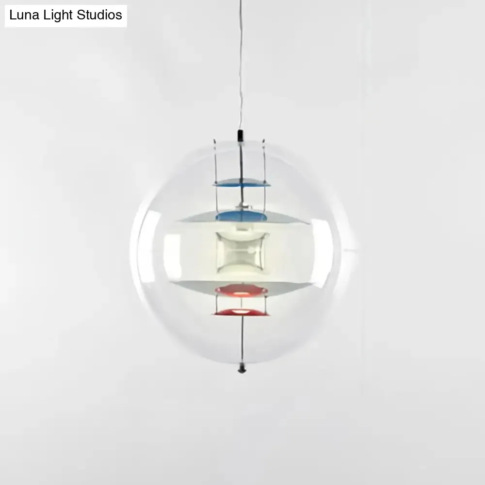 Clear Glass Pendant Light with Modern Styling and Layered Shade