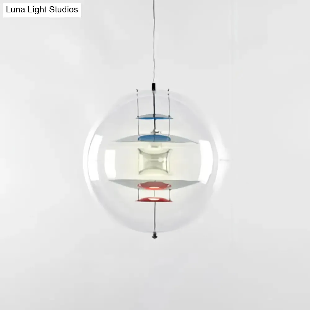 Clear Glass Pendant Light with Modern Styling and Layered Shade