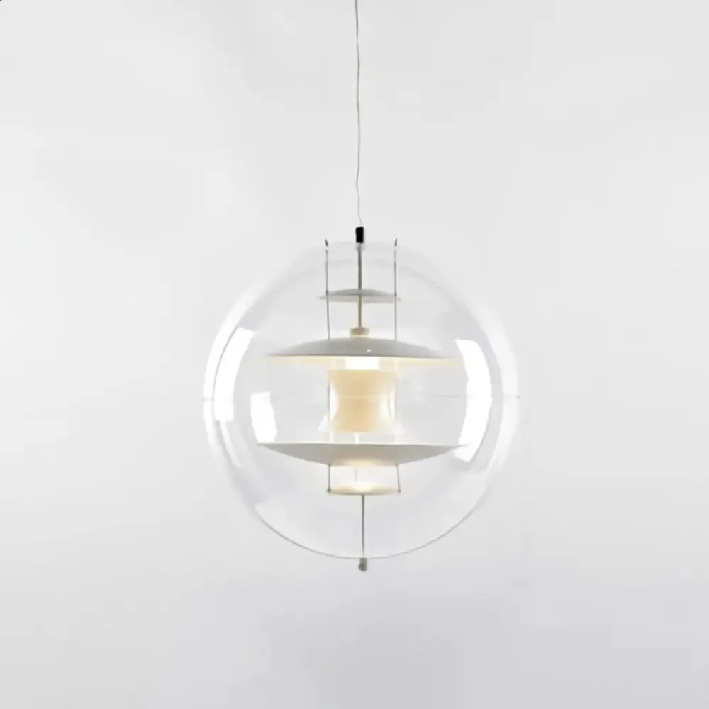 Clear Glass Pendant Light with Modern Styling and Layered Shade