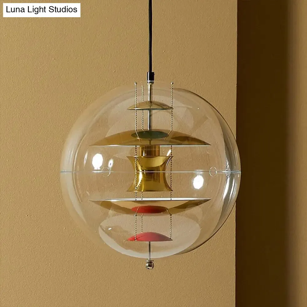 Clear Glass Pendant Light with Modern Styling and Layered Shade