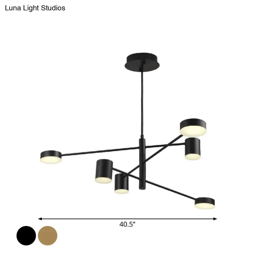 Contemporary Metal Chandelier Light Fixture - 3/4 Tiered, 6/8 Lights, Black/Gold Pendant for Bedroom