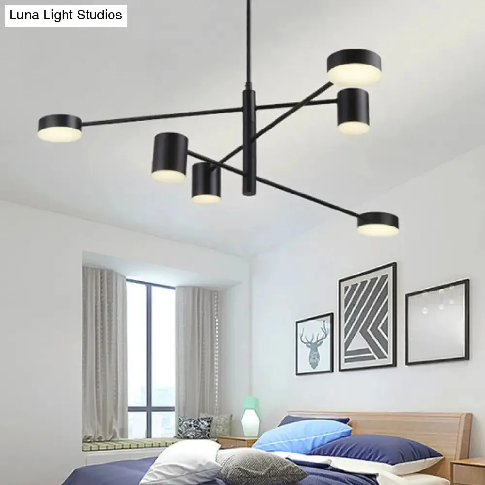 Contemporary Metal Chandelier Light Fixture - 3/4 Tiered, 6/8 Lights, Black/Gold Pendant for Bedroom