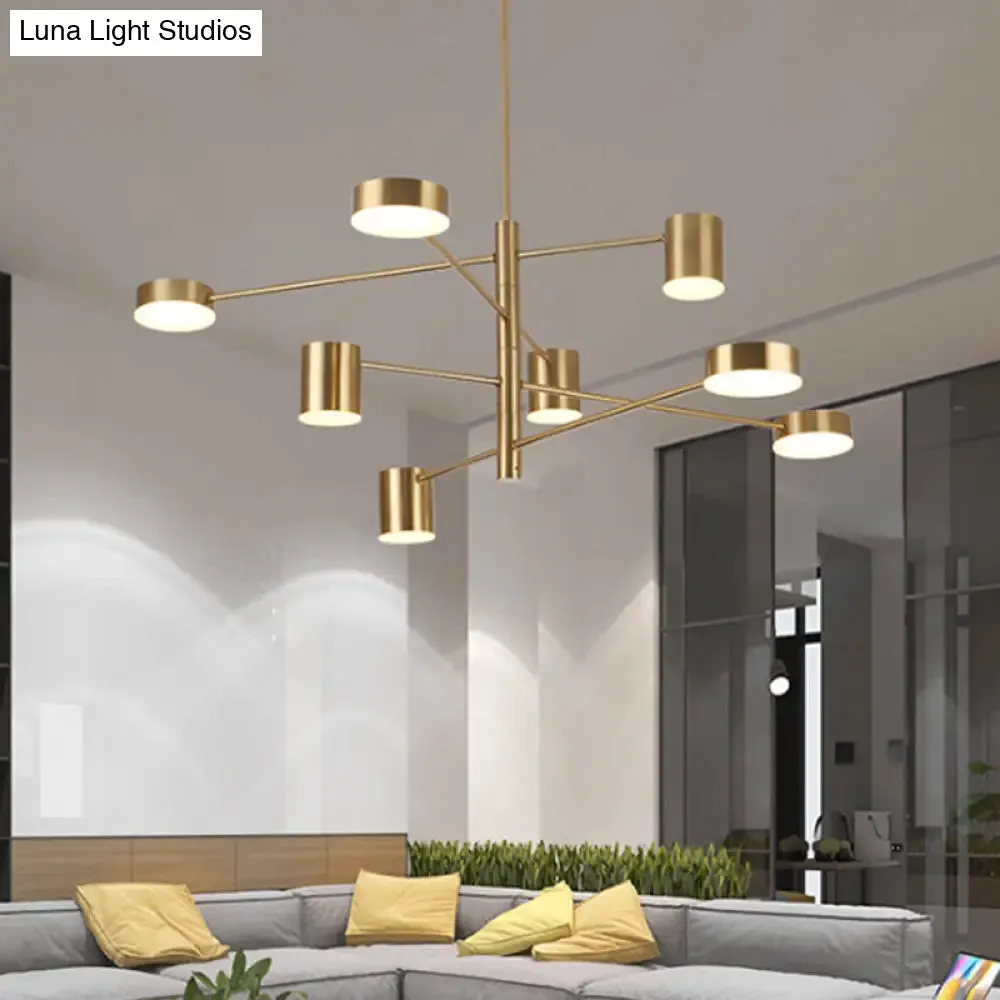 Contemporary Metal Chandelier Light Fixture - 3/4 Tiered, 6/8 Lights, Black/Gold Pendant for Bedroom