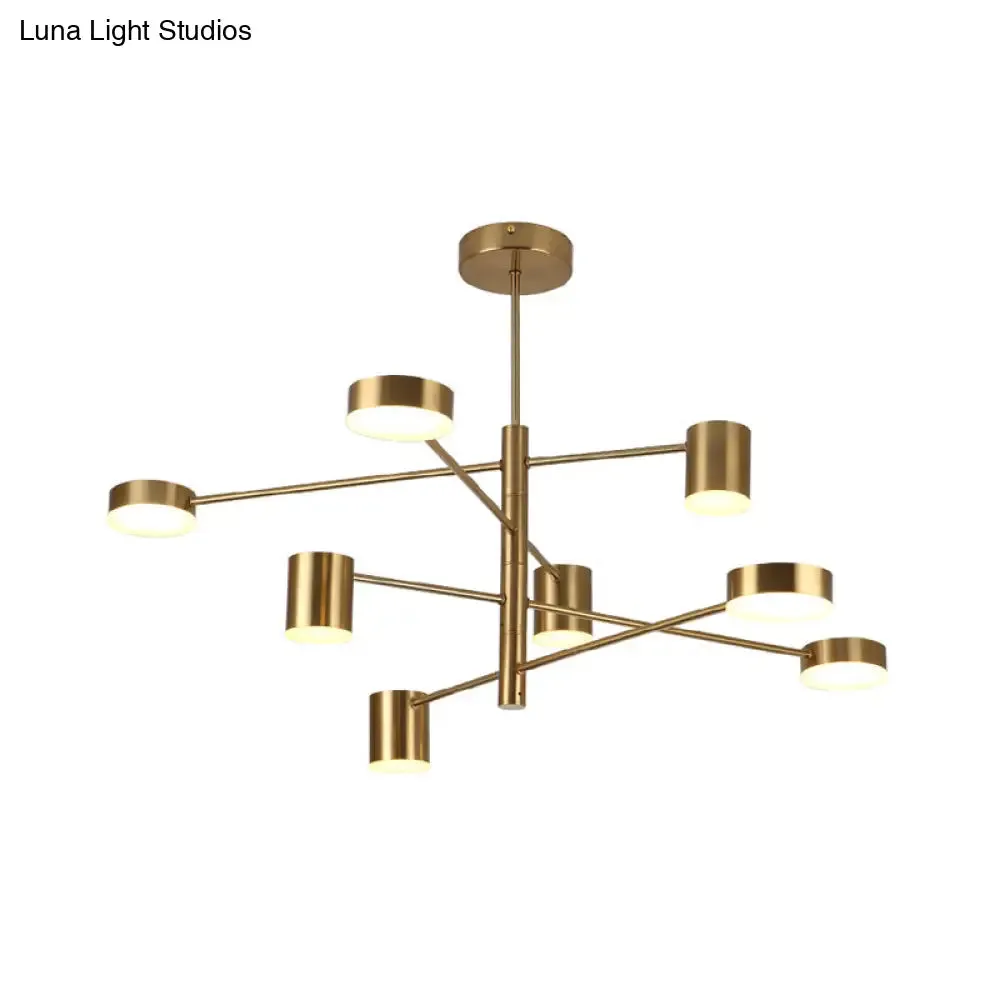 Contemporary Metal Chandelier Light Fixture - 3/4 Tiered, 6/8 Lights, Black/Gold Pendant for Bedroom