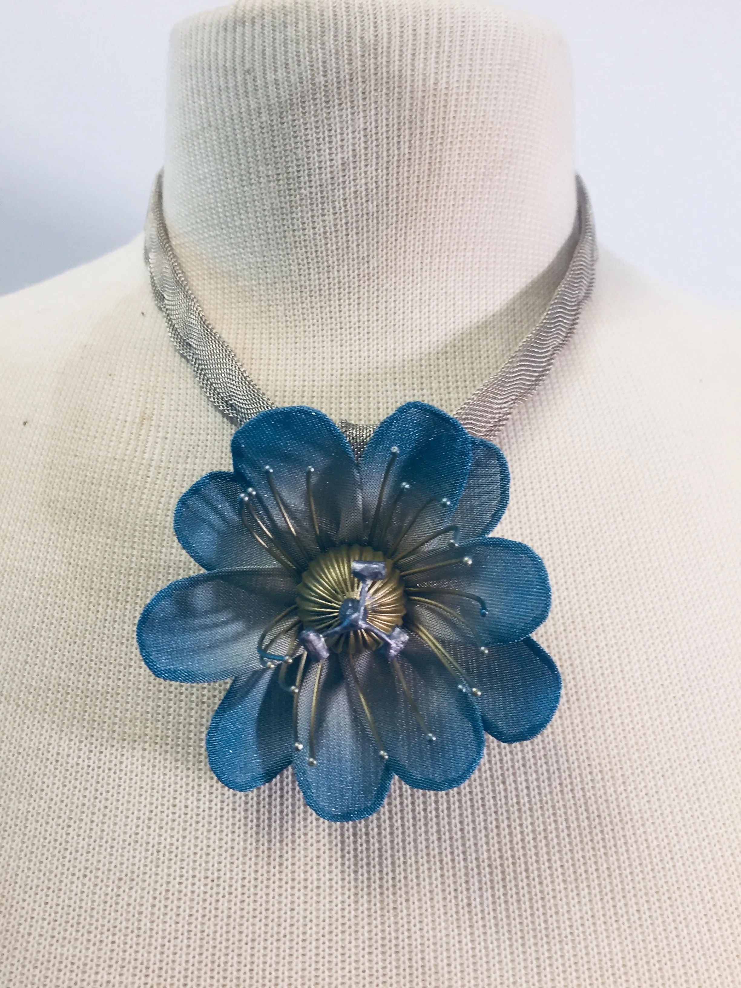 Custom Blue Flower Necklace