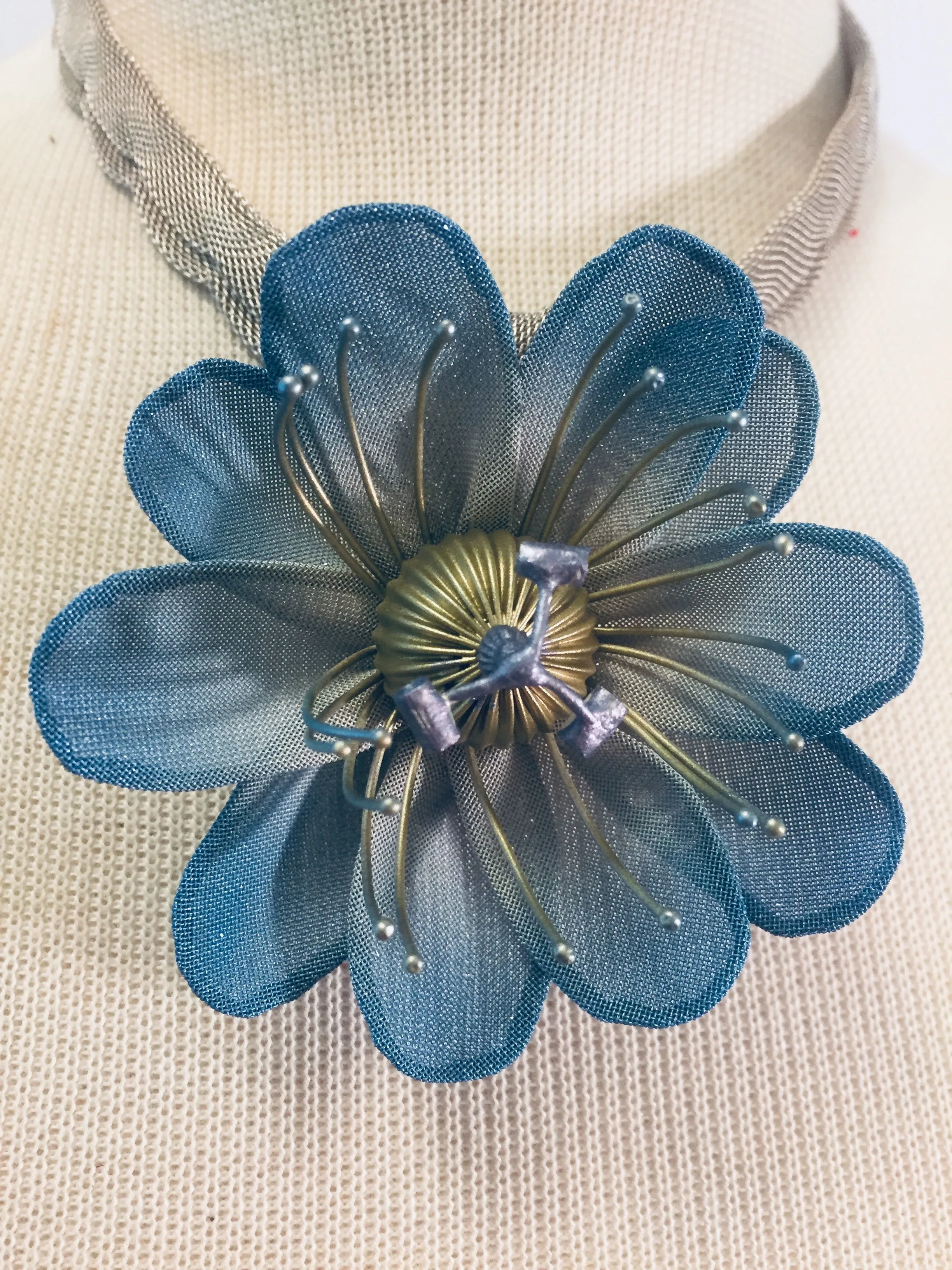 Custom Blue Flower Necklace