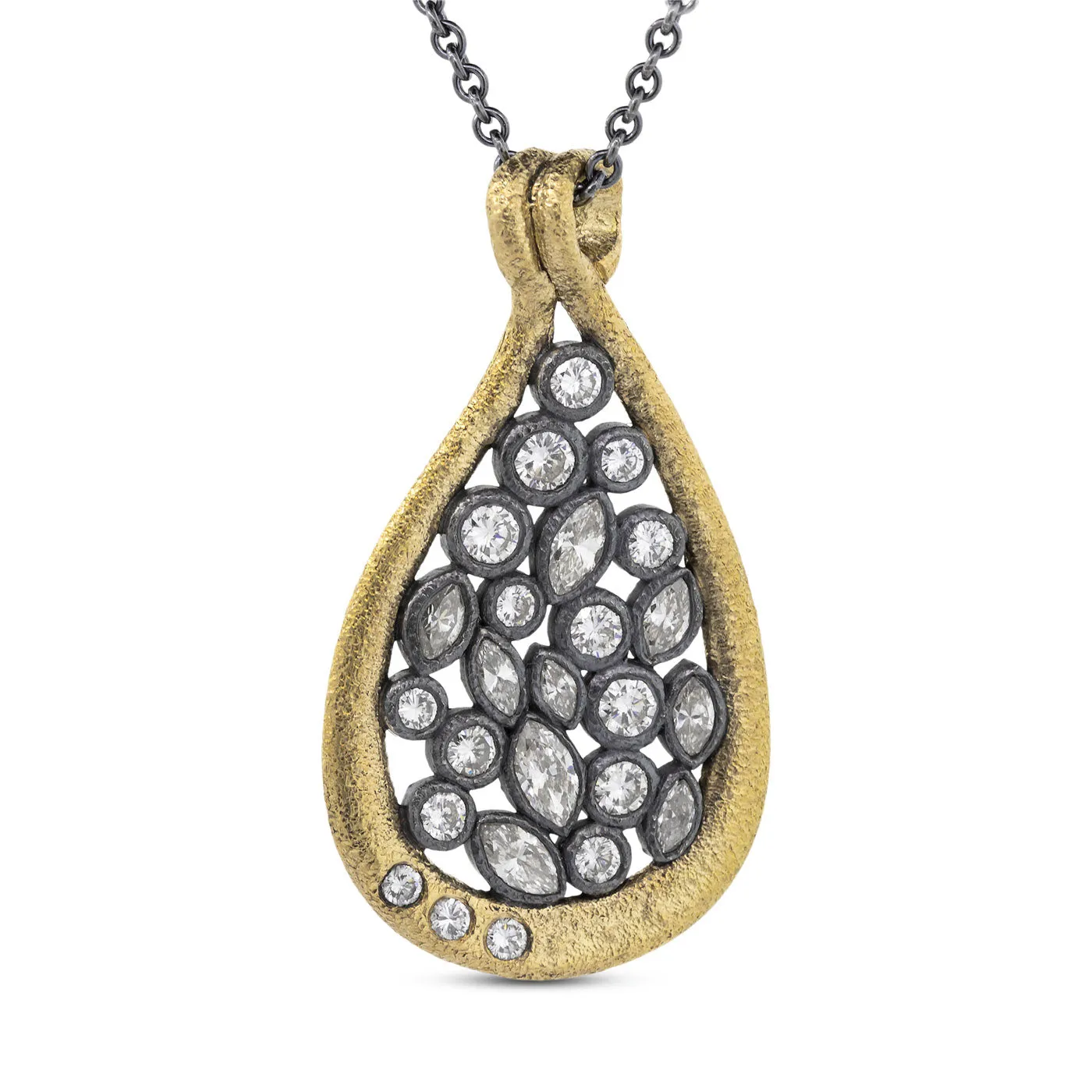 Custom Large Teardrop Diamond Pendant